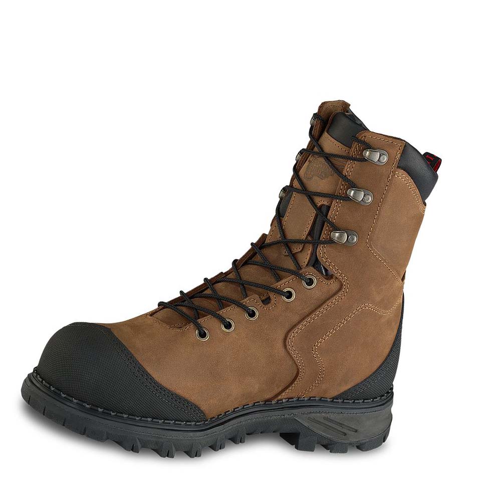 Red Wing Burnside 8-inch Safety Toe Men's Waterproof Boots Brown | ZA 421ILH